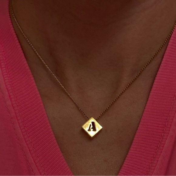 Biagi Gold Tone Open Cut Letter A Initial Necklace - Picture 6 of 6